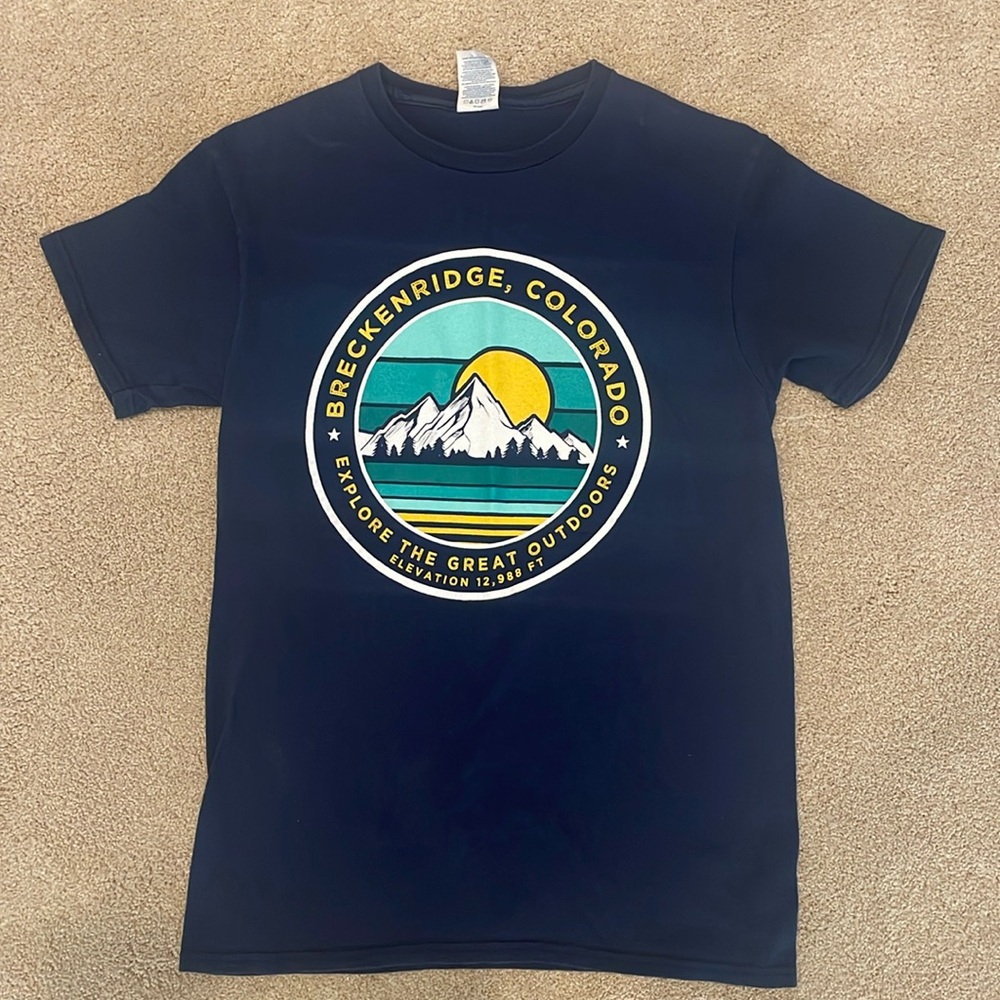 Navy blue Breckenridge, Colorado tshirt, unisex size adult small